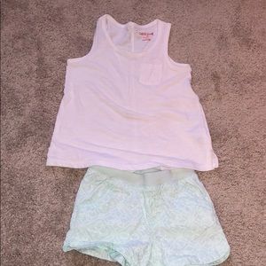 Girls shorts and tank top outfit.